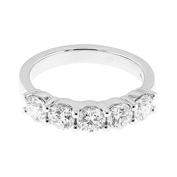 14K White Gold 1.50ctw F-G/SI2 Diamond 5-Stone Wedding Band Sz 7 Raleigh Diamond Fine Jewelry Raleigh, NC