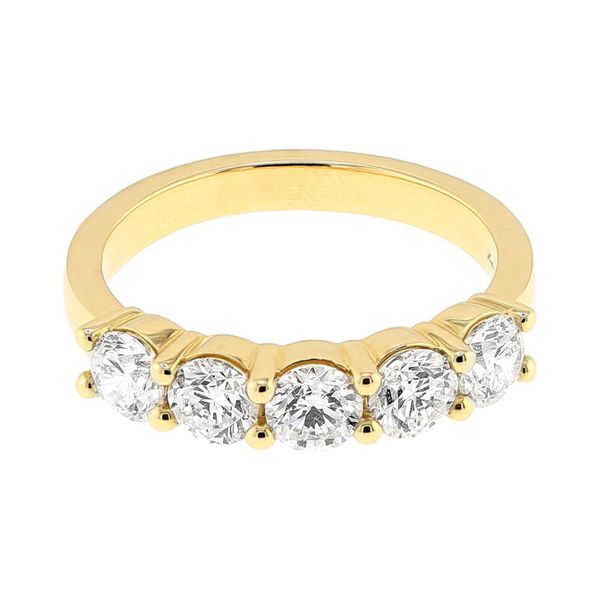 14K Yellow Gold 1.50ctw F-G/SI2 Diamond 5-Stone Wedding Band Sz 7 Raleigh Diamond Fine Jewelry Raleigh, NC