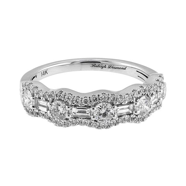 14K White Gold 1.00ctw 5-Stone Diamond Wedding Band Sz 7 Raleigh Diamond Fine Jewelry Raleigh, NC