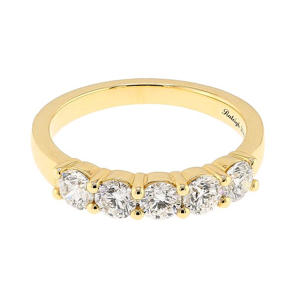 14K Yellow Gold 1.00ctw F-G/SI2 5-Stone Diamond Wedding Band Sz 7 Raleigh Diamond Fine Jewelry Raleigh, NC