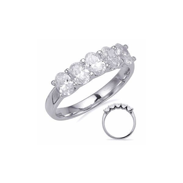14K White Gold 0.75ctw G/SI1 Diamond Oval 5-Stone Wedding Band Sz 6.5 Raleigh Diamond Fine Jewelry Raleigh, NC