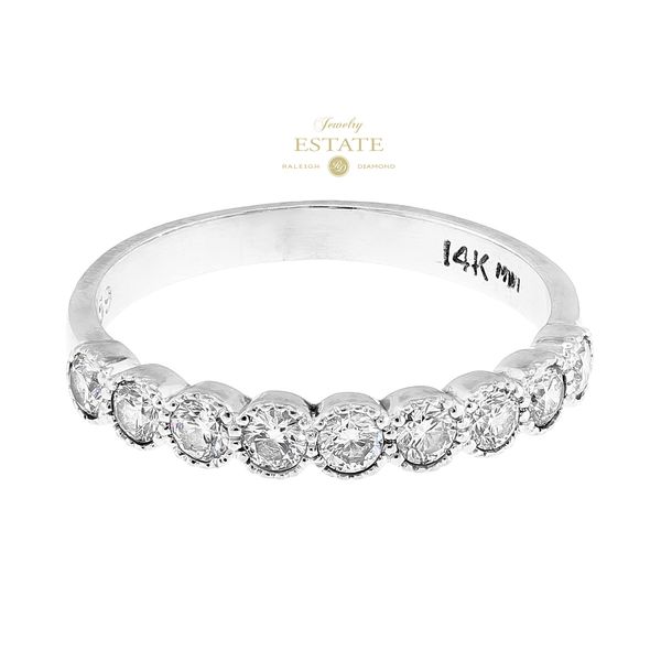 Estate 14K White Gold 0.59ctw H-I/SI2-I1 Diamond Milgrain Edge Wedding Band Raleigh Diamond Fine Jewelry Raleigh, NC
