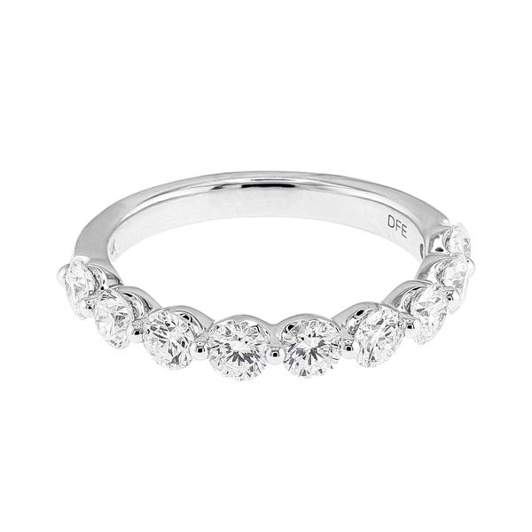 14K White Gold 1.30ctw G/VS2 RBC Diamond 9-Stone Ladies Wedding Band Sz 6.5 Raleigh Diamond Fine Jewelry Raleigh, NC