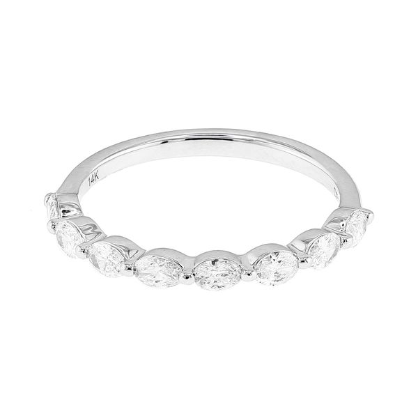 14K White Gold 0.60ctw G/VS2 Diamond Oval Single Prong Ladies Wedding Band Sz 6.5 Raleigh Diamond Fine Jewelry Raleigh, NC