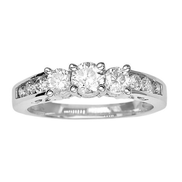 Diamond Three Stone Ring in 14k White Gold Image 2 Raleigh Diamond Fine Jewelry Raleigh, NC