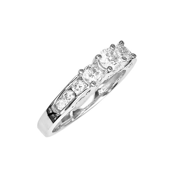 Diamond Three Stone Ring in 14k White Gold Raleigh Diamond Fine Jewelry Raleigh, NC