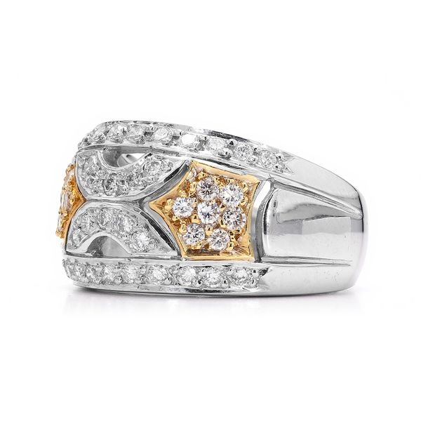 Estate 18K White & Yellow Gold 1.30ctw Diamond Fashion Ring Size 6.25 Image 2 Raleigh Diamond Fine Jewelry Raleigh, NC