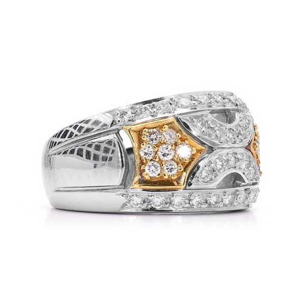 Estate 18K White & Yellow Gold 1.30ctw Diamond Fashion Ring Size 6.25 Image 3 Raleigh Diamond Fine Jewelry Raleigh, NC