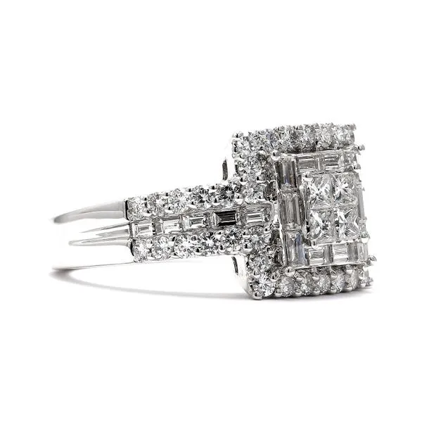 14K White Gold 1.62ctw RBC/Baguette/Princess Fashion Ring Image 3 Raleigh Diamond Fine Jewelry Raleigh, NC