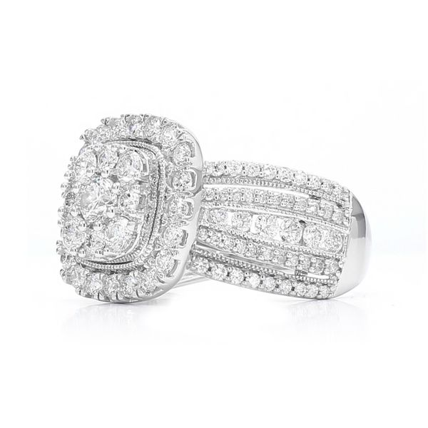 Gabriel & Co. 14K White Gold Diamond Halo Cluster Ring Image 2 Raleigh Diamond Fine Jewelry Raleigh, NC
