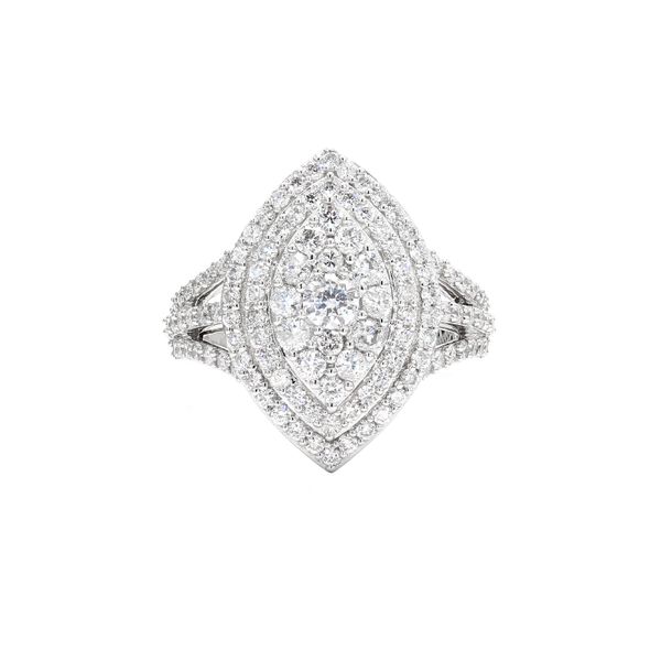 Gabriel & Co. 14K White Gold Marquise Shape Diamond Cluster Ring Raleigh Diamond Fine Jewelry Raleigh, NC