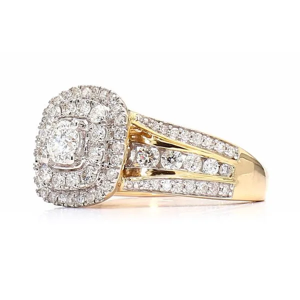 14K Yellow & White Gold 1.50ctw Diamond Double Halo Size 7 Image 2 Raleigh Diamond Fine Jewelry Raleigh, NC