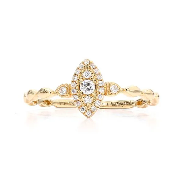 14K Yellow Gold 0.10cttw Diamond Marquise-shaped Cluster Ring Raleigh Diamond Fine Jewelry Raleigh, NC