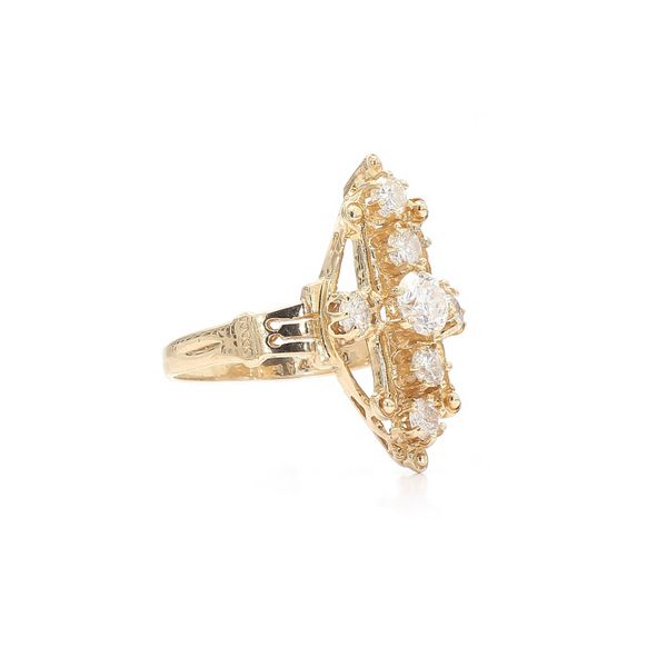 Estate 14K Yellow Gold 1.20ctw Ornate Diamond Ring SIze 5.75 Image 3 Raleigh Diamond Fine Jewelry Raleigh, NC