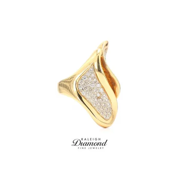 Estate 18K Yellow Gold Pave Daimond Ring Image 3 Raleigh Diamond Fine Jewelry Raleigh, NC