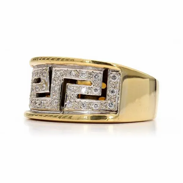 Estate 14K Yellow Gold 0.25ctw Greek Key Diamond Ring Image 2 Raleigh Diamond Fine Jewelry Raleigh, NC