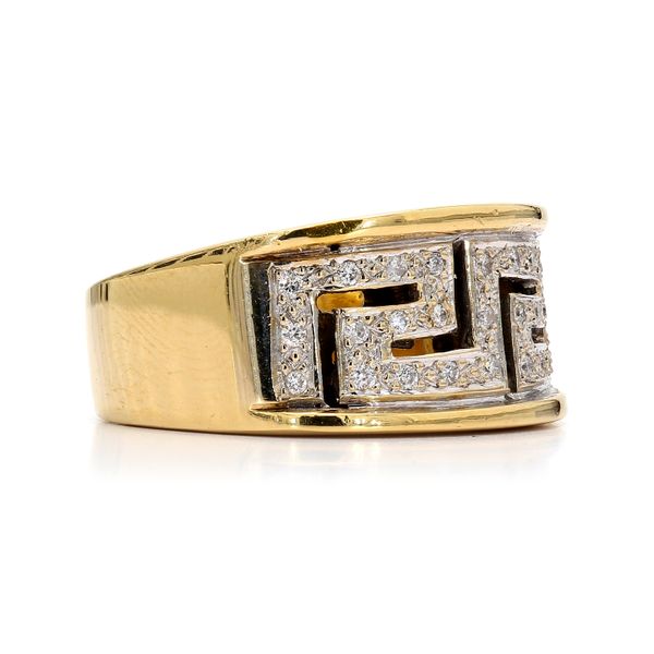 Estate 14K Yellow Gold 0.25ctw Greek Key Diamond Ring Image 3 Raleigh Diamond Fine Jewelry Raleigh, NC