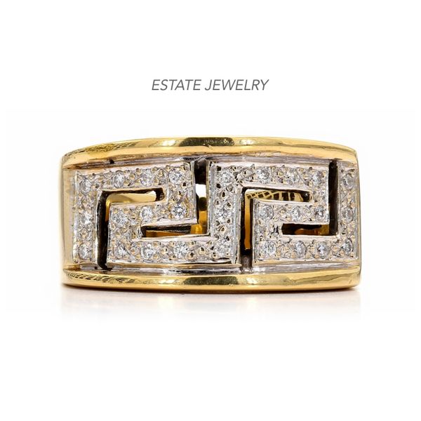 Estate 14K Yellow Gold 0.25ctw Greek Key Diamond Ring Raleigh Diamond Fine Jewelry Raleigh, NC