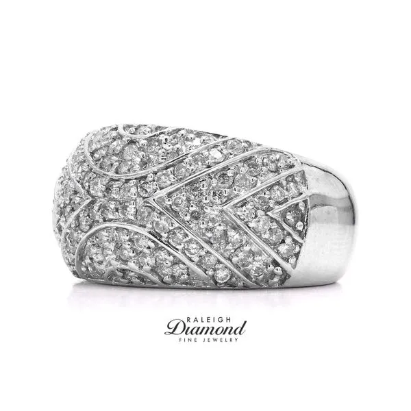 Estate 14K White Gold 1.0ctw Pave Diamond Domed Ring Size 7.0 Image 2 Raleigh Diamond Fine Jewelry Raleigh, NC