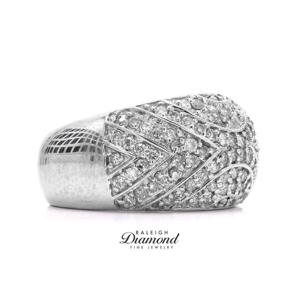 Estate 14K White Gold 1.0ctw Pave Diamond Domed Ring Size 7.0 Image 3 Raleigh Diamond Fine Jewelry Raleigh, NC