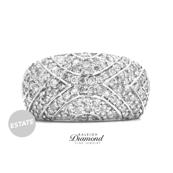 Estate 14K White Gold 1.0ctw Pave Diamond Domed Ring Size 7.0 Raleigh Diamond Fine Jewelry Raleigh, NC