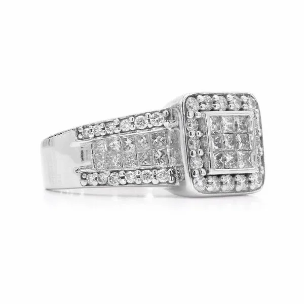 Estate 14K White Gold 2.00ctw Diamond Cluster Ring Size 11.5 Image 3 Raleigh Diamond Fine Jewelry Raleigh, NC