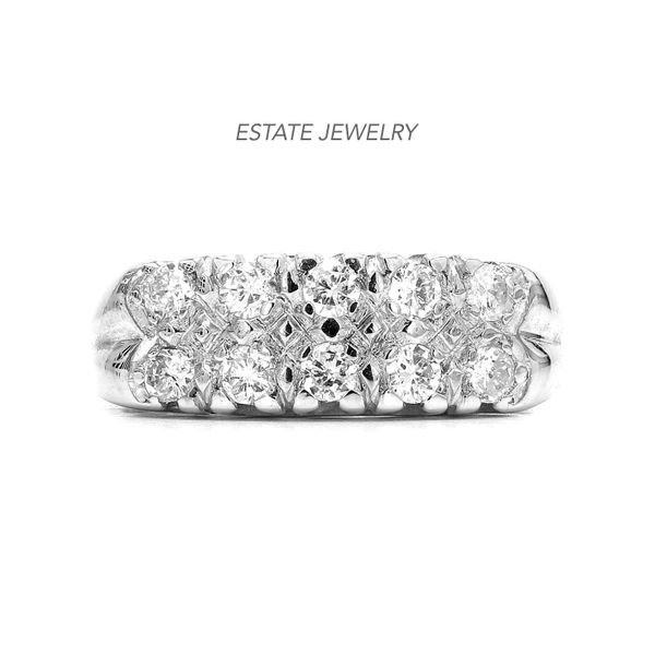 Estate 14K White Gold 0.50ctw Vintage Double Row Band Raleigh Diamond Fine Jewelry Raleigh, NC