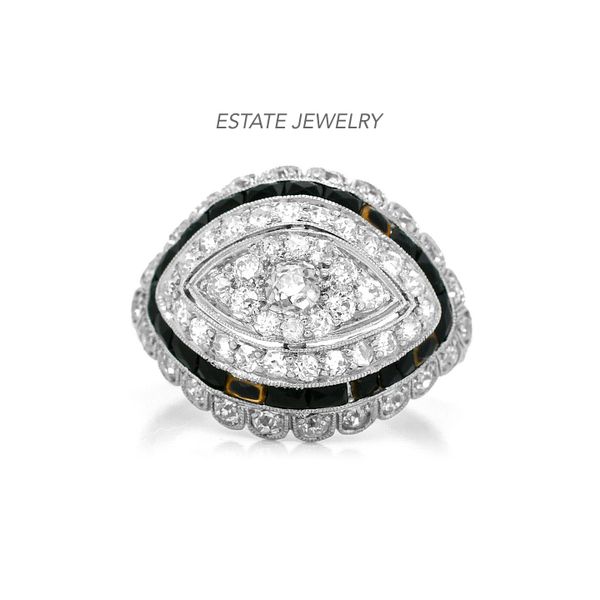 Estate 18K White Gold 2.00ctw Eye Shaped Diamond Fashion Ring Size 7 Raleigh Diamond Fine Jewelry Raleigh, NC