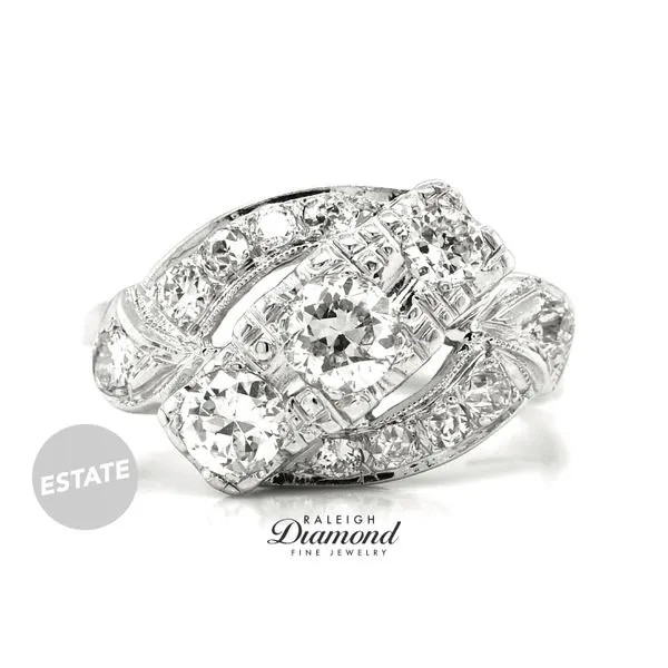 Estate 14K White Gold 1.25ctw Vintage Bypass Diamond Cocktail Ring Raleigh Diamond Fine Jewelry Raleigh, NC