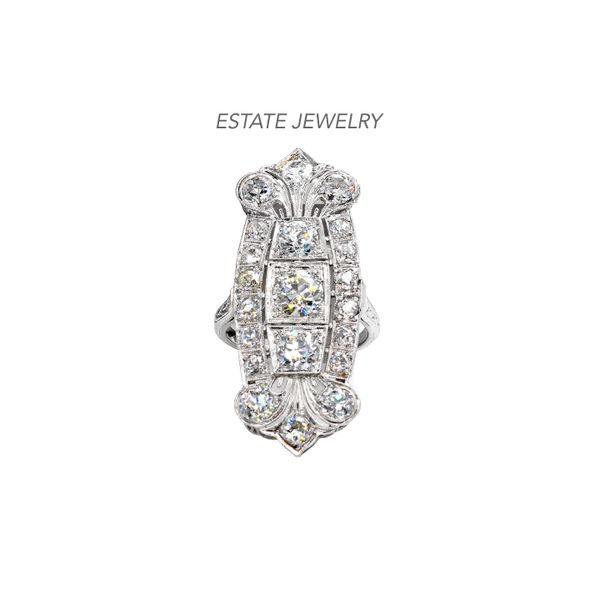 Estate Platinum 3.00ctw Vintage Diamond Panel Engagement Ring Size: 4.75 Raleigh Diamond Fine Jewelry Raleigh, NC