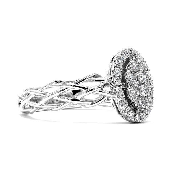 14K White Gold 0.42ctw Diamond Oval Cluster Fashion Ring Image 3 Raleigh Diamond Fine Jewelry Raleigh, NC