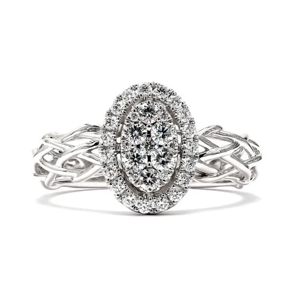 14K White Gold 0.42ctw Diamond Oval Cluster Fashion Ring similar item image