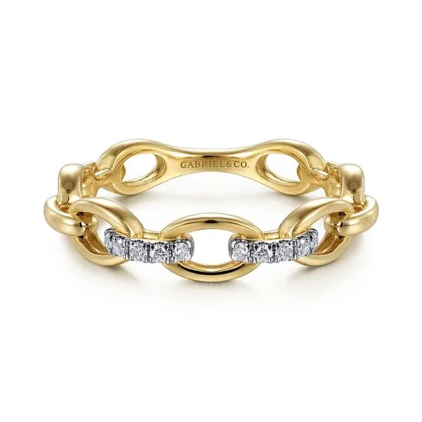 14K Yellow Gold 0.66ctw Chain Link Diamond Fashion Ring Size 6.5 Raleigh Diamond Fine Jewelry Raleigh, NC