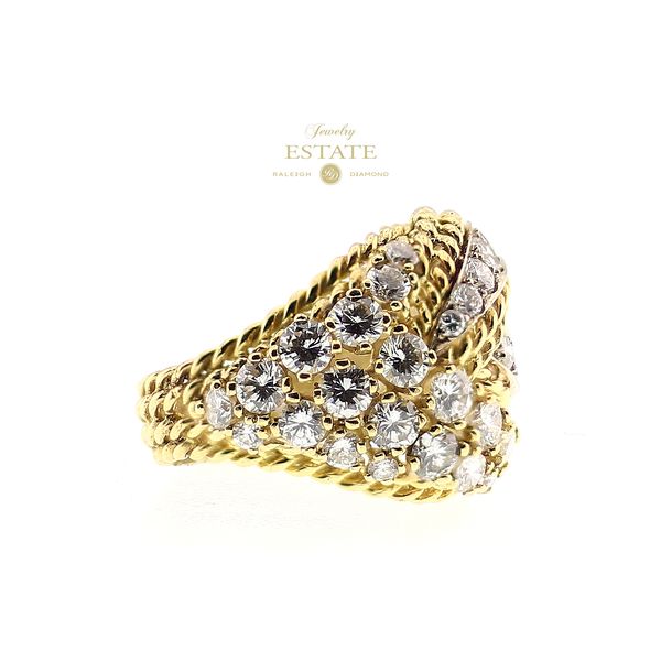 Estate 18K Yellow Gold 1.00ctw G-H/VS2-SI1 Woven Mesh Diamond Knot Fashion Ring Sz 4.25 Image 2 Raleigh Diamond Fine Jewelry Raleigh, NC