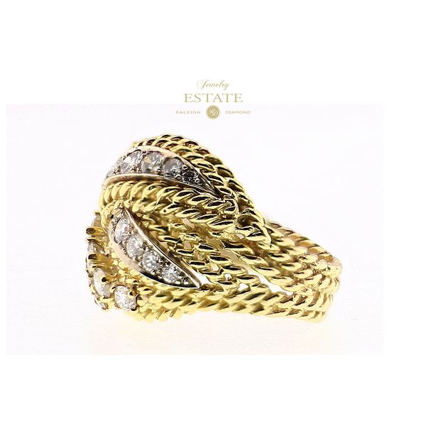 Estate 18K Yellow Gold 1.00ctw G-H/VS2-SI1 Woven Mesh Diamond Knot Fashion Ring Sz 4.25 Image 3 Raleigh Diamond Fine Jewelry Raleigh, NC