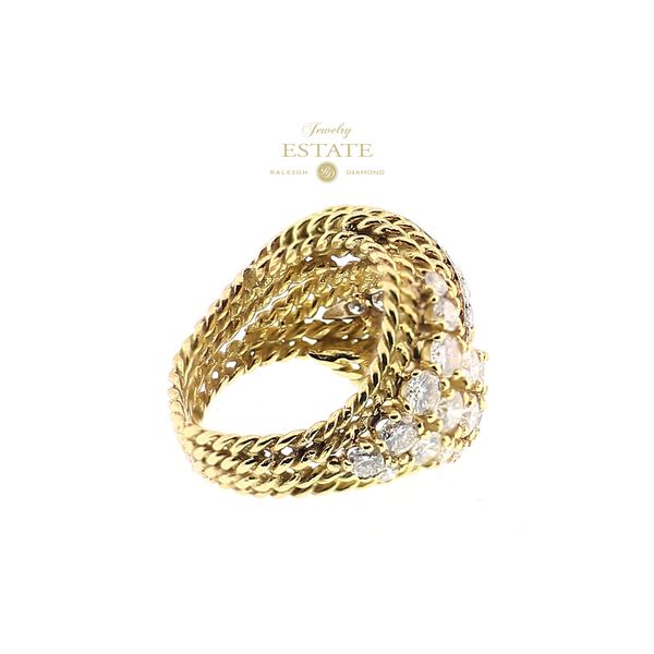 Estate 18K Yellow Gold 1.00ctw G-H/VS2-SI1 Woven Mesh Diamond Knot Fashion Ring Sz 4.25 Image 4 Raleigh Diamond Fine Jewelry Raleigh, NC