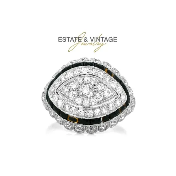 Estate 18K White Gold 2.00ctw Eye Shaped Diamond Fashion Ring Size 7 Raleigh Diamond Fine Jewelry Raleigh, NC