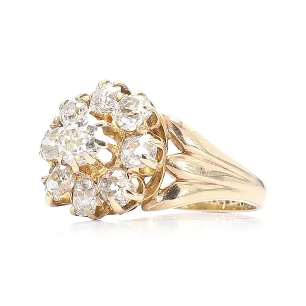Estate 14K White Gold 1.75ctw Vintage Diamond Halo Fashion Ring Size 5.75 Image 2 Raleigh Diamond Fine Jewelry Raleigh, NC