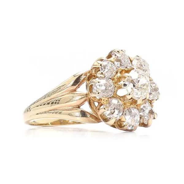 Estate 14K White Gold 1.75ctw Vintage Diamond Halo Fashion Ring Size 5.75 Image 3 Raleigh Diamond Fine Jewelry Raleigh, NC