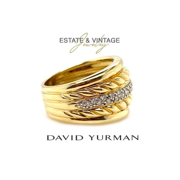 Estate David Yurman 18K Yellow Gold 0.40ctw Diamond Fashion Ring Size 6.5 Image 2 Raleigh Diamond Fine Jewelry Raleigh, NC