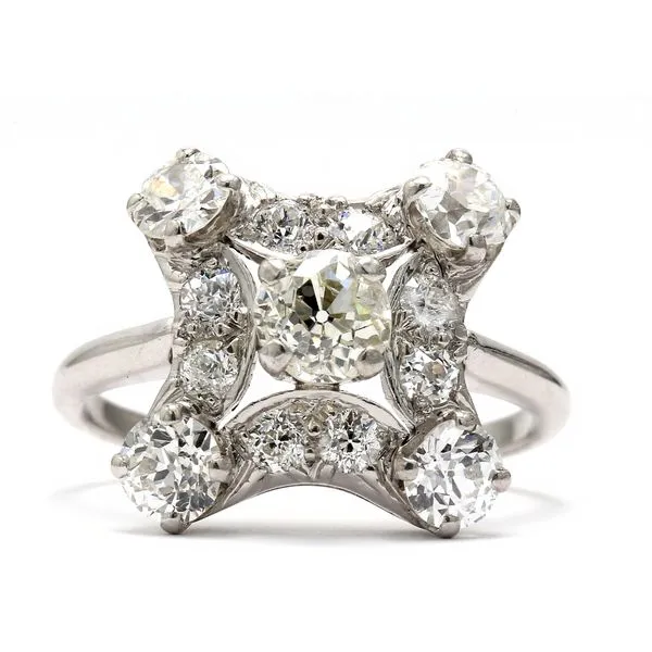 Estate Platinum 3.00ctw Vintage Diamond Fashion Ring Size 7.75 Image 3 Raleigh Diamond Fine Jewelry Raleigh, NC