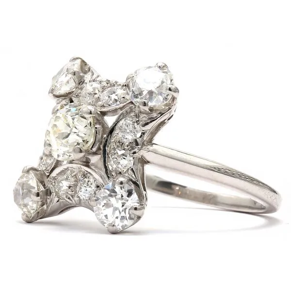 Estate Platinum 3.00ctw Vintage Diamond Fashion Ring Size 7.75 Image 4 Raleigh Diamond Fine Jewelry Raleigh, NC