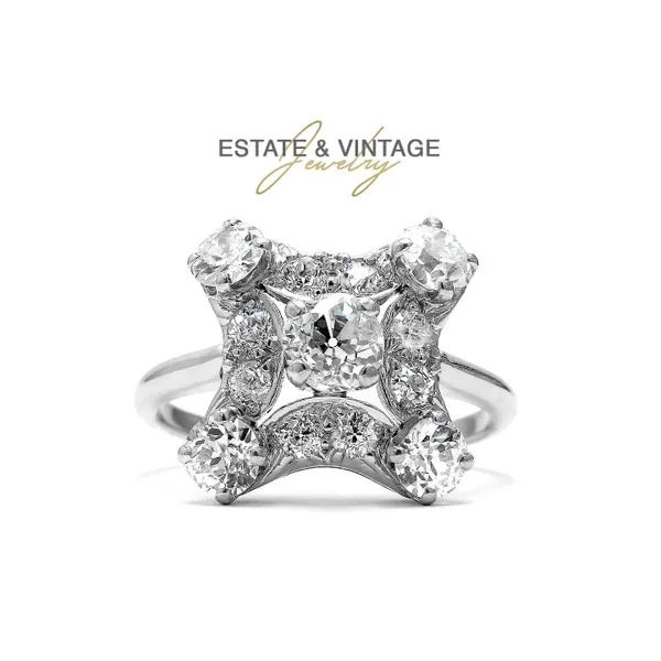 Estate Platinum 3.00ctw Vintage Diamond Fashion Ring Size 7.75 Raleigh Diamond Fine Jewelry Raleigh, NC