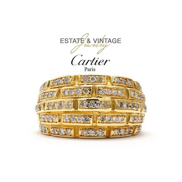 Estate Cartier 18K Yellow Gold 80's Maillon Panthere Gold Diamond Fashion Ring Size 6 Raleigh Diamond Fine Jewelry Raleigh, NC