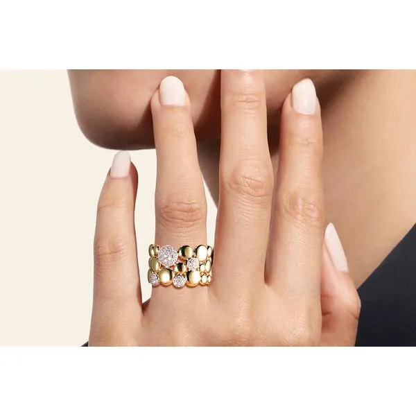 14K White & Yellow Gold Bujukan Pave 0.30ctw NC/SI+ Diamond Wide Band Bubble Ring Size 6.5 Image 5 Raleigh Diamond Fine Jewelry Raleigh, NC