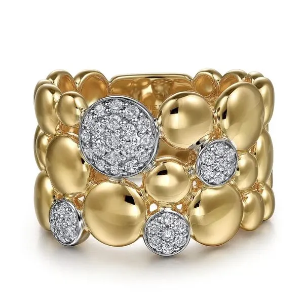 14KYW Bujukan Pave 0.30ctw NC/SI+ Diamond Wide Band Bubble Ring Size 6.5 (GAB) Raleigh Diamond Fine Jewelry Raleigh, NC