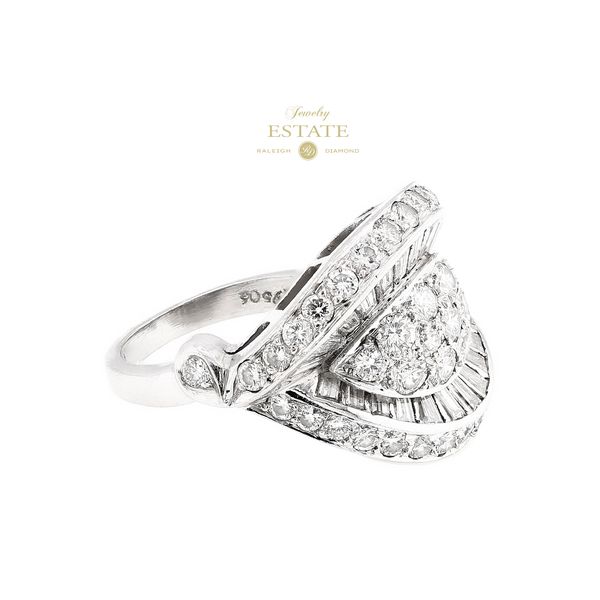 Estate Platinum 1.30ctw F-G/VS1-SI2 Swirl Diamond Fashion Ring Image 2 Raleigh Diamond Fine Jewelry Raleigh, NC