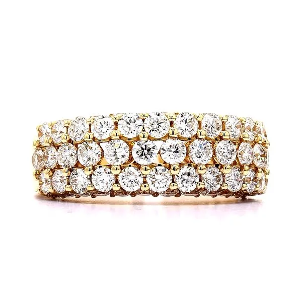 14K Yellow Gold 2.31ctw 3-Row Diamond Wedding Band Size 6.5 Raleigh Diamond Fine Jewelry Raleigh, NC