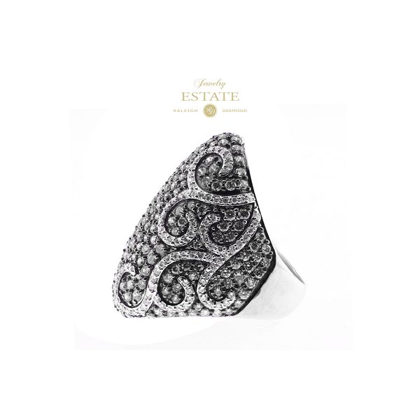 Estate 14K White Gold Champagne & White 4.22ctw J-K/SI2 Pave Diamond Ring Sz 7 Image 2 Raleigh Diamond Fine Jewelry Raleigh, NC