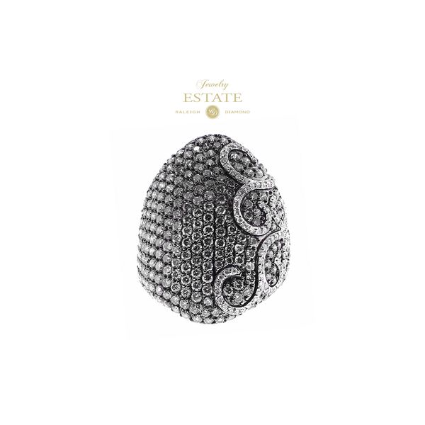 Estate 14K White Gold Champagne & White 4.22ctw J-K/SI2 Pave Diamond Ring Sz 7 Raleigh Diamond Fine Jewelry Raleigh, NC